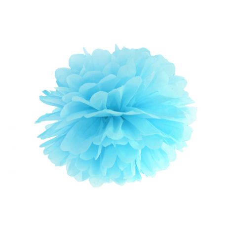 Pompon bibułowy, błękitny, 25 cm