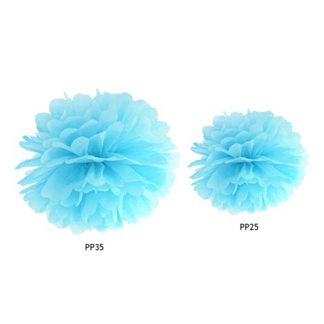 Pompon bibułowy, błękitny, 25 cm - 2