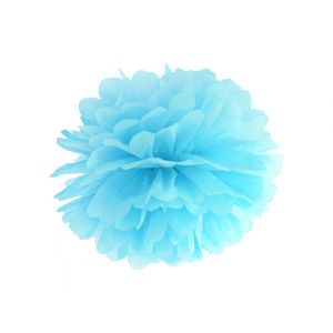 Pompon bibułowy, błękitny, 25 cm