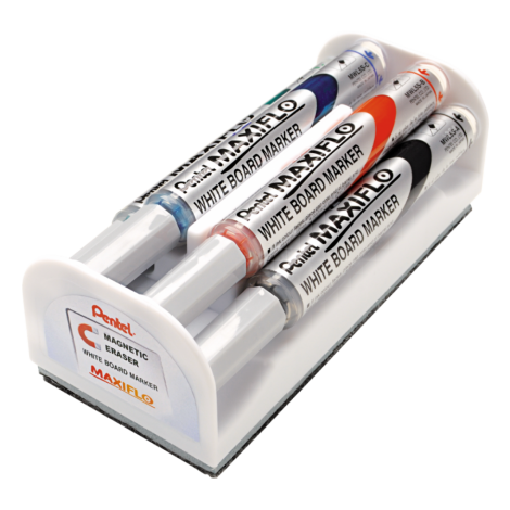 Zestaw 4 markerów do tablic Pentel Maxiflo z tłoczkiem i gąbką
