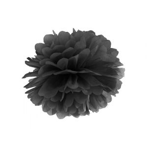 Pompon bibułowy, czarny, 25 cm