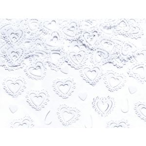Konfetti PartyDeco Serca, 15g, białe