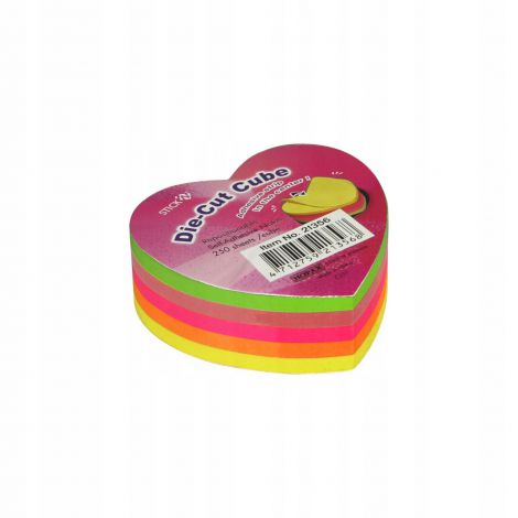 Karteczki samoprzylepne Stick'n 64x67mm, 250szt Serce neonowe