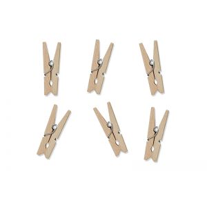 Klamerki drewniane PartyDeco 30mm Naturalne, 20szt