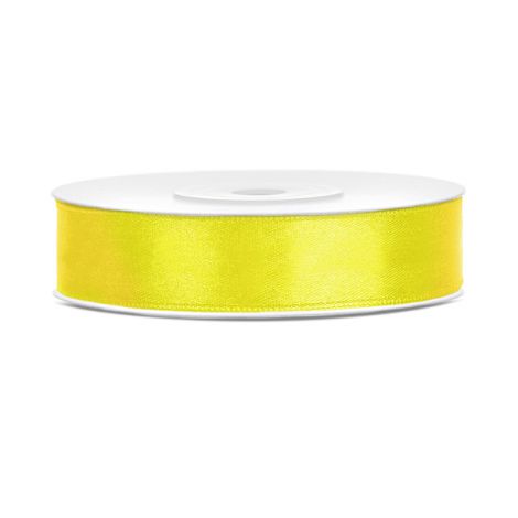 Tasiemka satynowa PartyDeco Żółta, 12mm x 25m