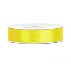 Tasiemka satynowa PartyDeco Żółta, 12mm x 25m
