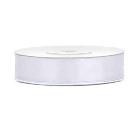 Tasiemka satynowa PartyDeco Biała, 12mm x 25m