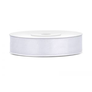 Tasiemka satynowa PartyDeco Biała, 12mm x 25m