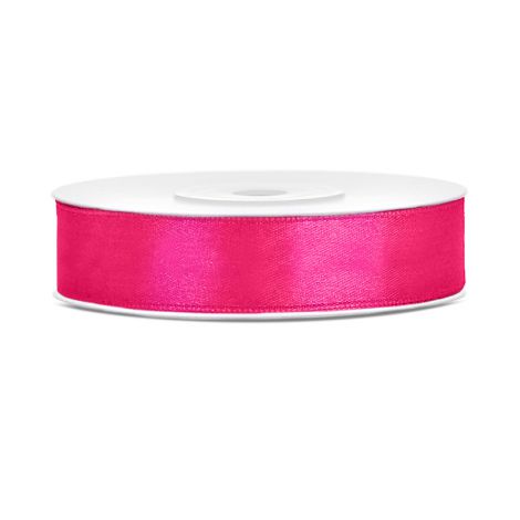 Tasiemka satynowa PartyDeco Różowa ciemna, 12mm x 25m