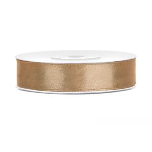 Tasiemka satynowa PartyDeco Złota jasna, 12mm x 25m