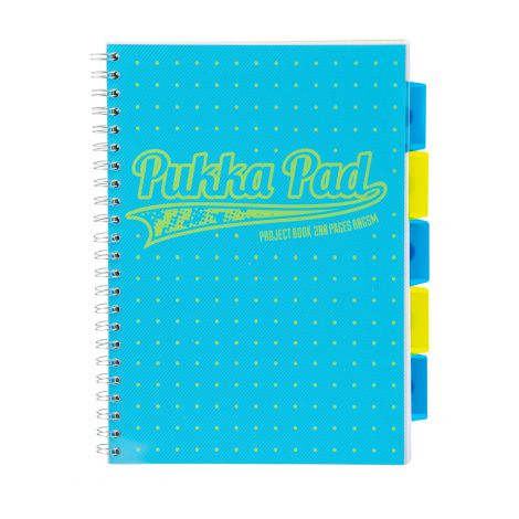 Kołozeszyt Pukka Pad Neon Dots Project Book A4/100/80g kratka, niebieski