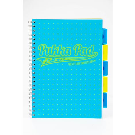 Kołozeszyt Pukka Pad Neon Dots Project Book A4/100/80g kratka, niebieski - 2