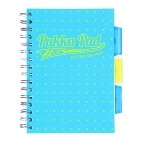 Kołozeszyt Pukka Pad Neon Dots Project Book A5/100/80g kratka, niebieski