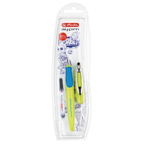 Pióro wieczne Herlitz My Pen dla praworęcznych, Limonkowo-niebieskie