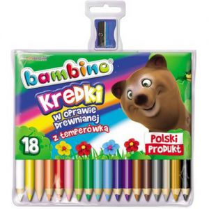 Kredki ołówkowe Bambino, 18 kolorów + temperówka