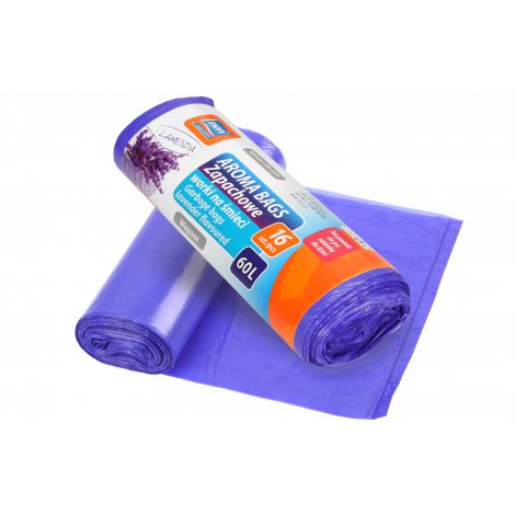 Worki na śmieci Ravi Aroma Bags wiązane 60L 16szt, Lawendowe