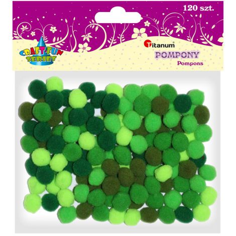 Pompony poliestrowe Titanum 1cm Zielone, 120szt
