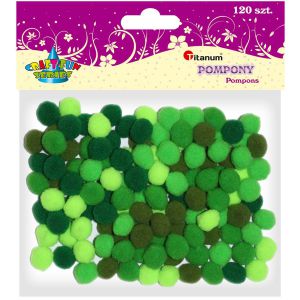 Pompony poliestrowe Titanum 1cm Zielone, 120szt