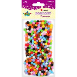 Pompony poliestrowe Titanum 0.7cm Mix, 380szt