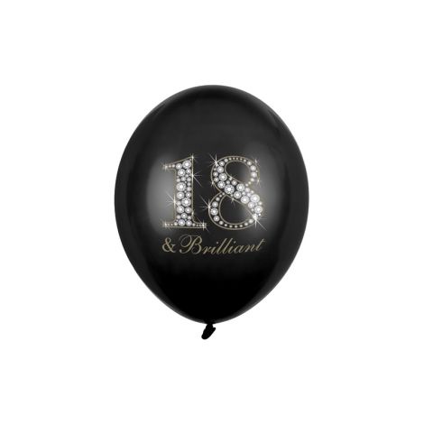 Balony 18 & Brilliant, 30 cm, Pastel Black, 6 sztuk
