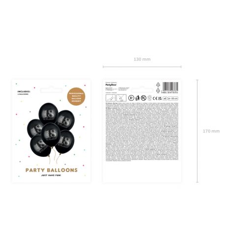 Balony 18 & Brilliant, 30 cm, Pastel Black, 6 sztuk - 3