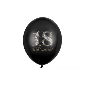 Balony 18 & Brilliant, 30 cm, Pastel Black, 6 sztuk