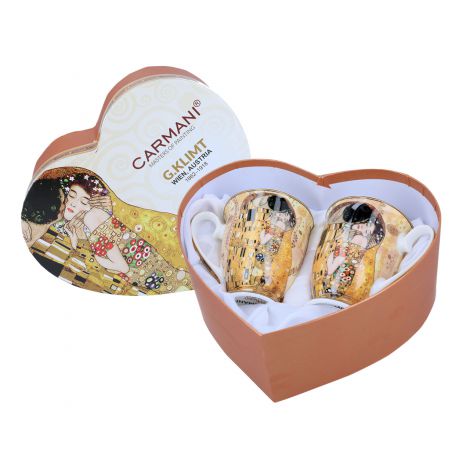 Komplet dwóch kubków w sercu Carmani 280ml - G. Klimt, Pocałunek - 2