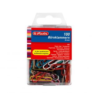 Spinacze Herlitz metalowe kolorowe 26mm, 100szt