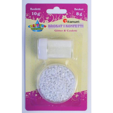 Brokat sypki Titanum 8g + Konfetti 10g Biały