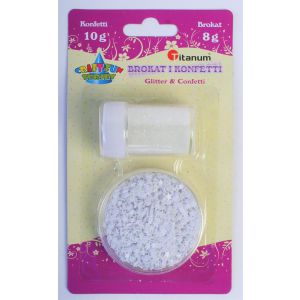 Brokat sypki Titanum 8g + Konfetti 10g Biały