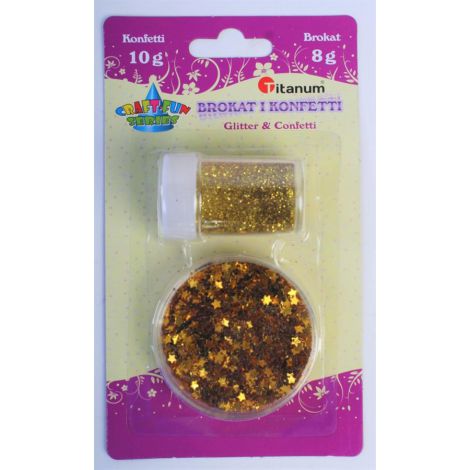 Brokat sypki Titanum 8g + Konfetti 10g Złoty