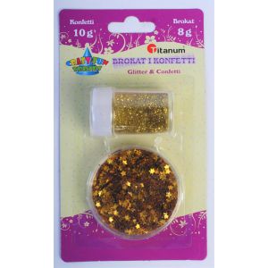 Brokat sypki Titanum 8g + Konfetti 10g Złoty