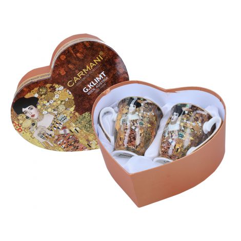 Komplet dwóch kubków w sercu Carmani 280ml - G. Klimt, Adela - 2