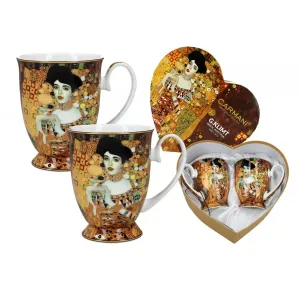 Komplet dwóch kubków w sercu Carmani 280ml - G. Klimt, Adela