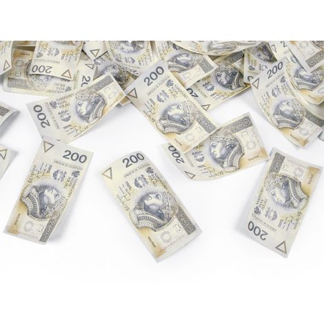 Tuba konfetti PartyDeco z banknotami 200zł, 60cm - 3