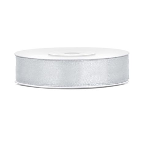 Tasiemka satynowa PartyDeco Srebrna, 12mm x 25m