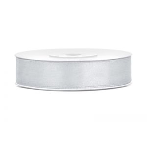 Tasiemka satynowa PartyDeco Srebrna, 12mm x 25m