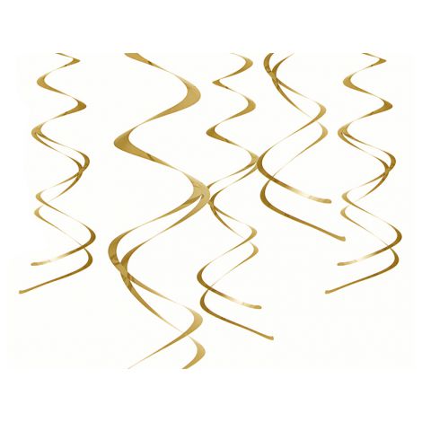 Świderki PartyDeco Złote, 60cm, 5szt