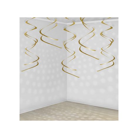 Świderki PartyDeco Złote, 60cm, 5szt - 3