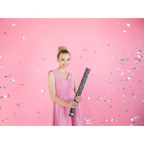Tuba konfetti PartyDeco srebrna, 60cm - 4