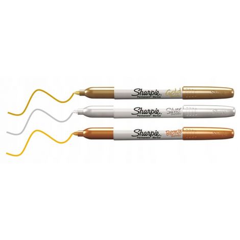 Markery permanentne Sharpie Fine, 3 kolory Metaliczne - 3
