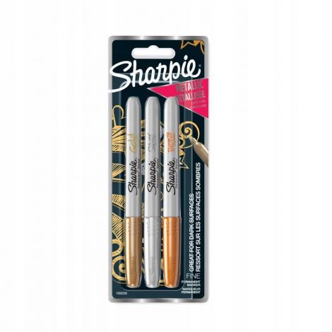 Markery permanentne Sharpie Fine, 3 kolory Metaliczne