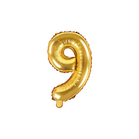 Balon foliowy na hel Cyfra "9" 40cm złoty
