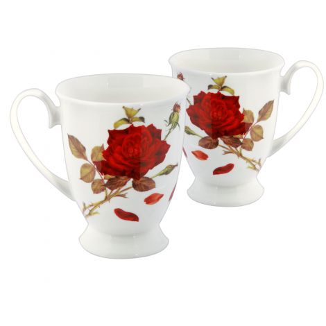 Komplet dwóch kubków w sercu Carmani 280ml - Czerwona Róża - 2