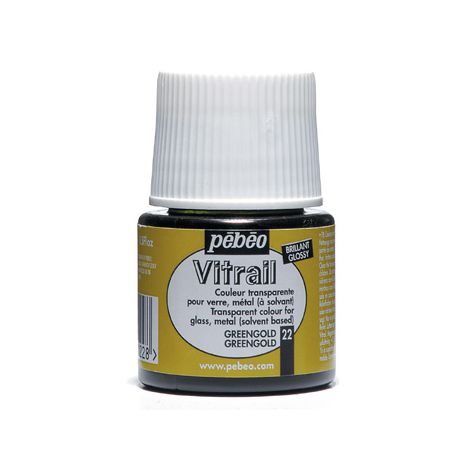 Farba witrażowa do szkła Pebeo Vitrail 45ml, Zielona/22 Greengold transparentna