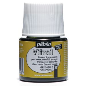 Farba witrażowa do szkła Pebeo Vitrail 45ml, Zielona/22 Greengold transparentna