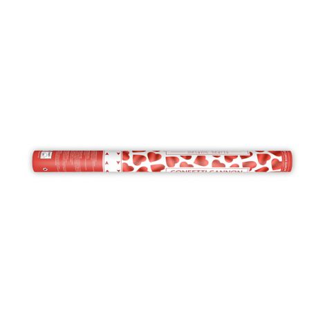Tuba konfetti PartyDeco z sercami, czerwona, 60cm - 2