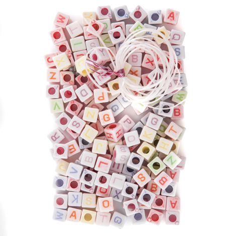 Koraliki dpCraft Alfabet Literki Pastel, 124szt