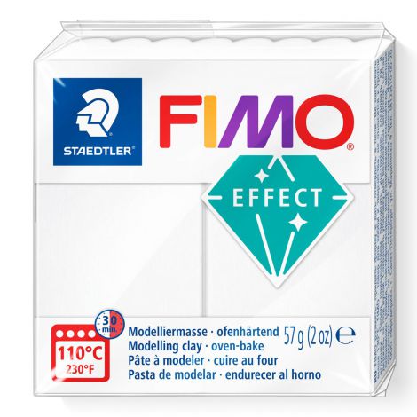 Kostka FIMO effect 57g, biały przeźroczysty, masa termoutwardzalna