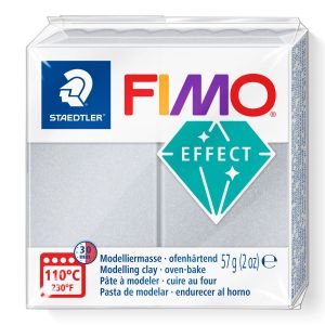 Kostka FIMO effect 57g, jasnosrebrny perłowy, masa termoutwardzalna